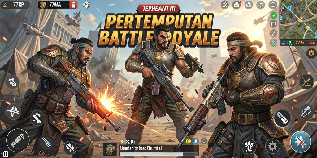 Tampilan gameplay 77RP yang mendebarkan dalam pertempuran Battle Royale.