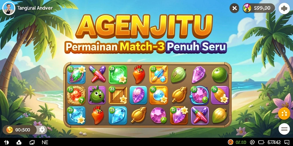 Tampilan menarik gameplay AGENJITU dengan warna-warna cerah.