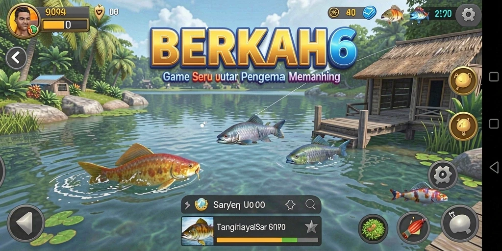 Tampilan gameplay <strong>BERKAH6</strong> yang menampilkan perjalanan memancing yang seru dan indah.