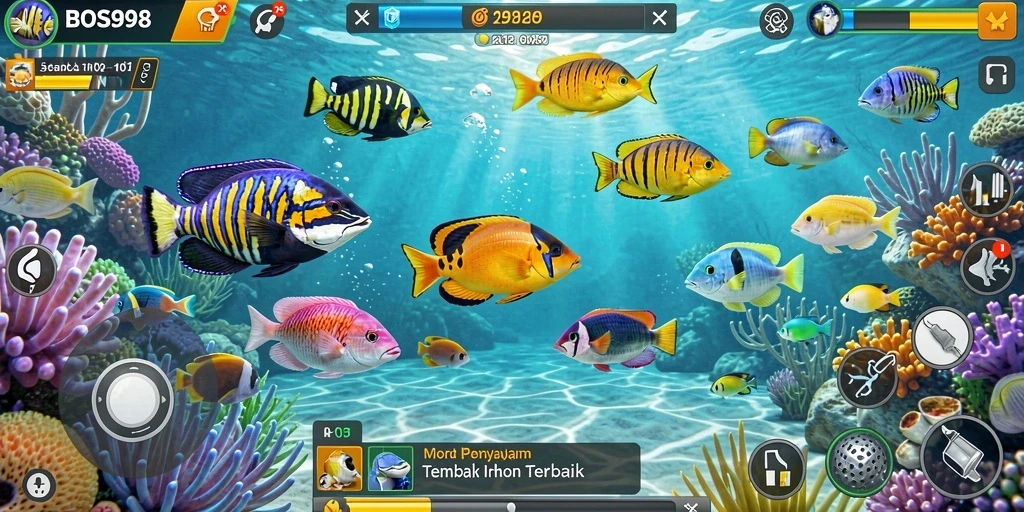 Screenshot utama BOS898 menampilkan gameplay seru tembak ikan.