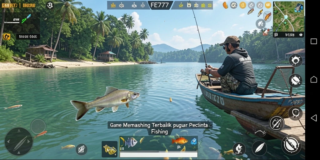 Menampilkan gameplay seru dalam game memancing FE777.