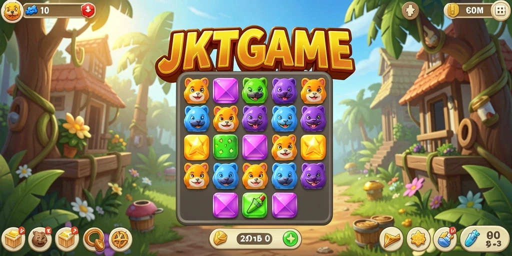 Tampilan gameplay JKTGAME dalam suasana Match-3 yang seru.