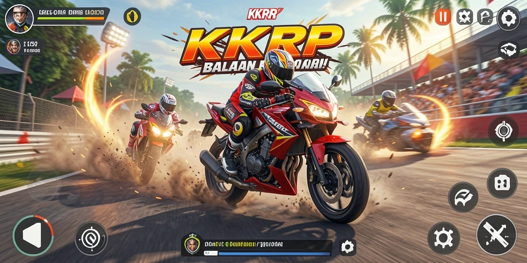 Tampilan menarik dari gameplay balapan motor KKRP.