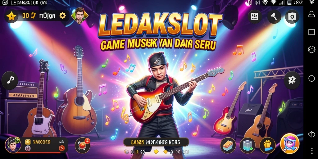 Screenshot LEDAKSLOT menampilkan permainan musik yang interaktif dan menyenangkan.