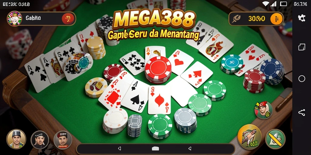 Tampilan gameplay seru dari MEGA388 dengan suasana Gaple.