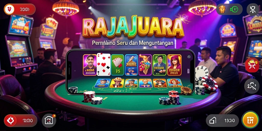 Screenshot gameplay RAJAJUARA menampilkan suasana kasino virtual yang mengesankan.