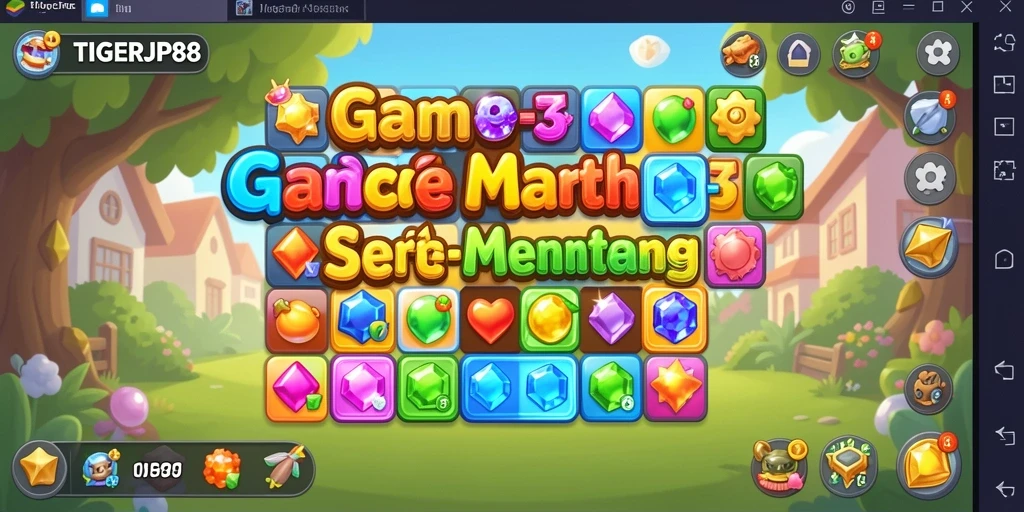 Screenshot gameplay TIGERJP88 dengan berbagai tantangan Match-3.